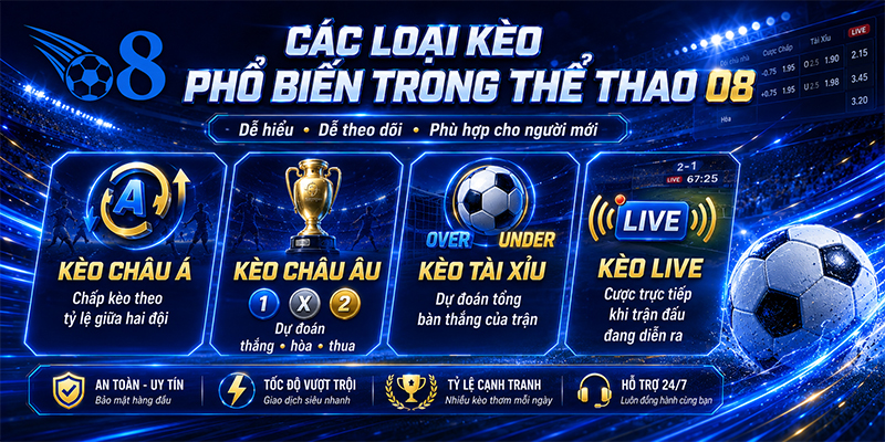 Các loại kèo phổ biến trong Thể thao O8